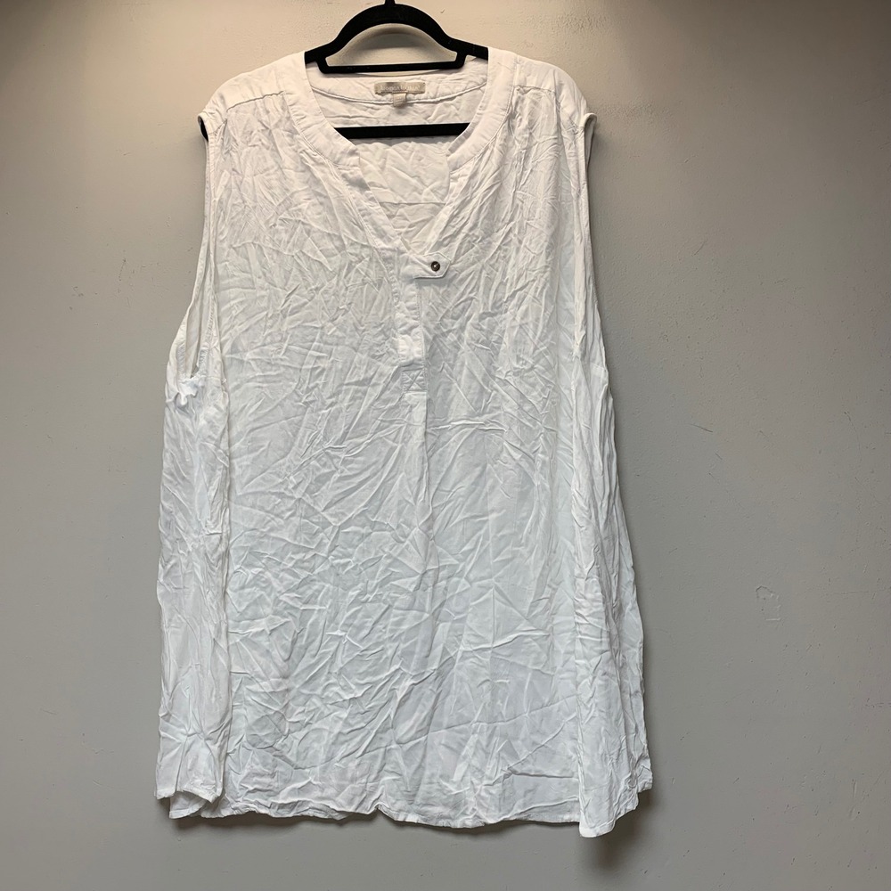 Woman Within Sleeveless Tunic Women 4X White Excellent Rayon Henley Tank Top
